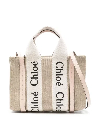Chloé Mini Woody Linen Tote Bag