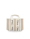Chloé Mini Woody Tote Bag In Bianco
