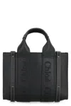 Chloé Structured Woody Tote With Contrast Stitching In Black