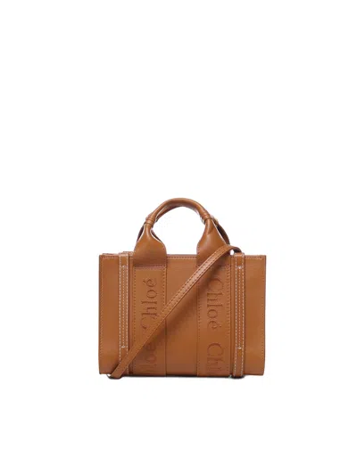 Chloé Mini Woody Tote Bag In Brown