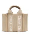 Chloé Woody Small Canvas And Leather Tote Bag In Brown