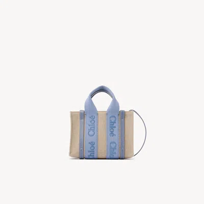 Chloé Mini Woody Tote Bag In Linen In Neutral