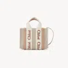 Chloé Mini Woody Tote Bag In Linen & Leather Orange Size Onesize 100% Linen