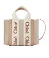 Chloé Mini Woody Tote Bag In Linen  Leather