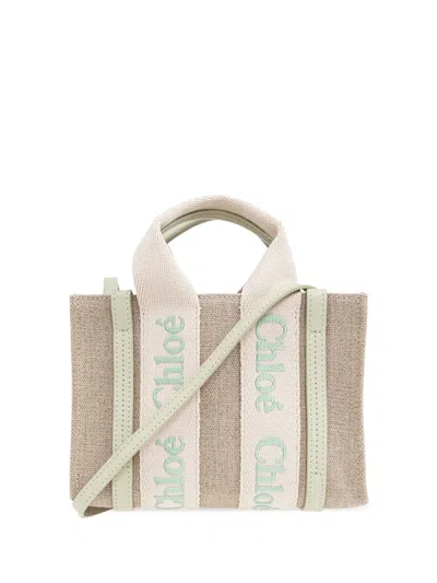Chloé Mini Woody Tote Bag In Neutrals