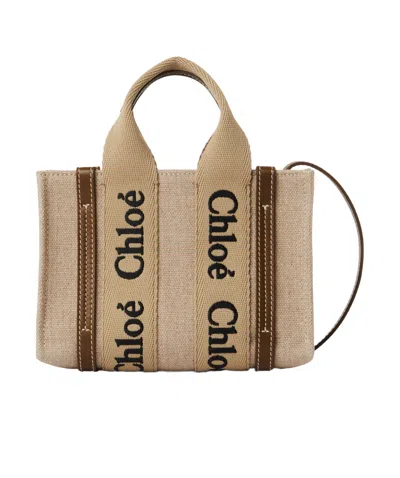 Chloé Mini Woody Tote Bag In Nude
