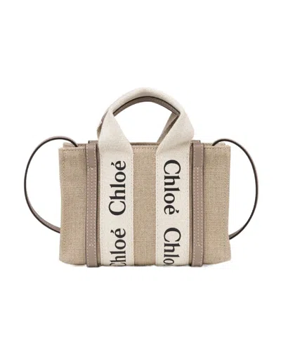 Chloé Mini Woody Tote Bag In Nude