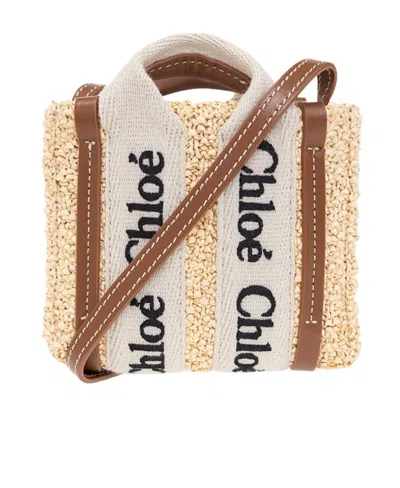 Chloé Mini Woody Tote Bag In White