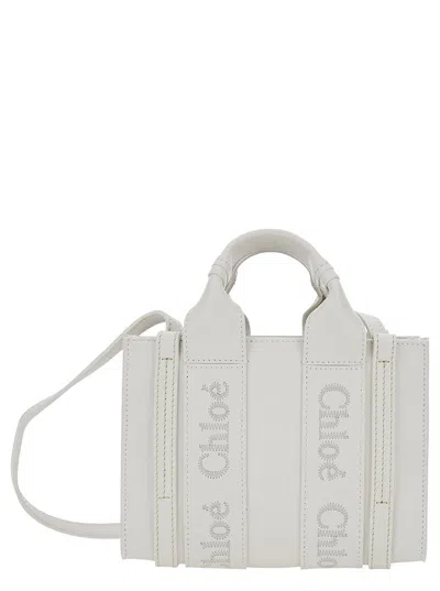 Chloé Woody Mini Tote Bag In White