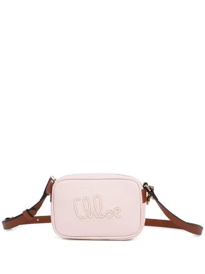 Chloé Mini Zip Closure Bag With Charms And Adjustable Strap In Pink