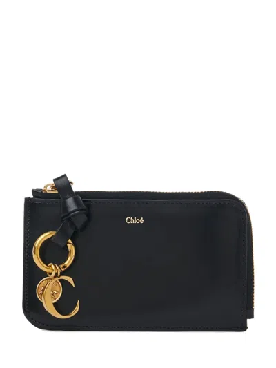 Chloé Chloè Mini Zip Wallet With Card Slots And Pocket In Black