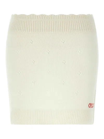 Chloé Jacquard Logo Skirt In White