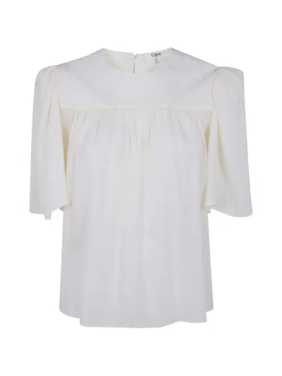 Chloé Minimal Gathered-detail Blouse In White