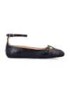 Chloé Leather Ballerina Shoes Featuring Buckle Detail In Black