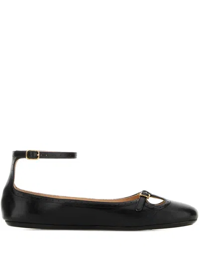 Chloé Misty Buckle-strap Leather Ballerinas In Black