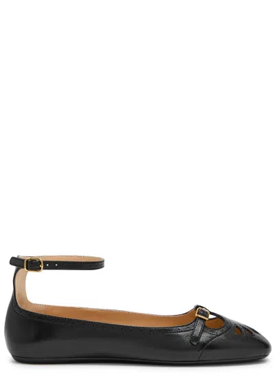 Chloé Chloe Misty Cut-out Leather Ballet Flats In Black