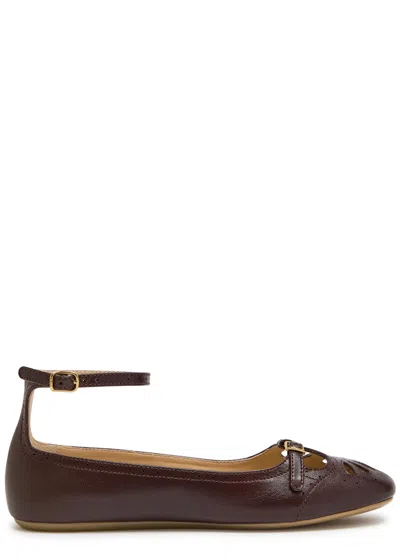 CHLOÉ CHLOE MISTY CUT-OUT LEATHER BALLET FLATS