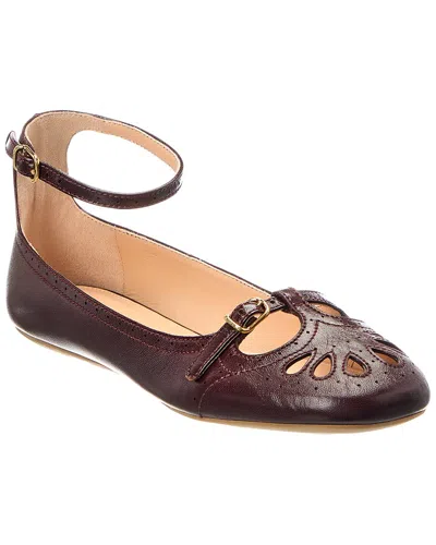Chloé Misty Leather Ballerina Flat In Burgundy