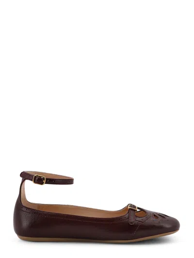 Chloé Misty Leather Ballerinas In Brown