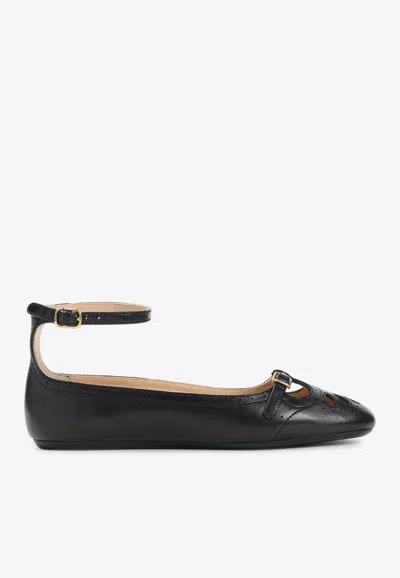 CHLOÉ MISTY LEATHER BALLET FLATS