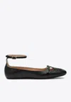 Chloé Leather Ballerina Shoes Featuring Buckle Detail In Black