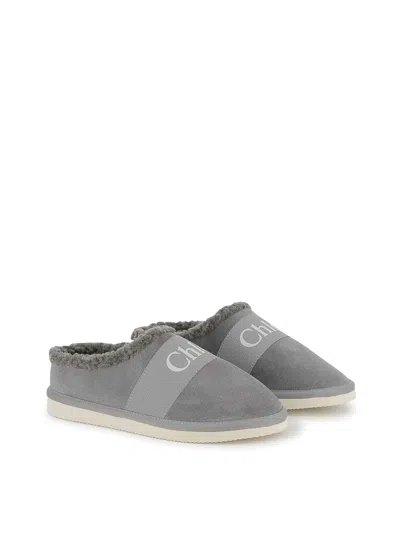 Chloé Kids' Slippers With Print In Gray