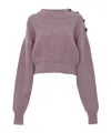 Chloé Cropped Mock-neck Sweater In A Merino Wool Knit In Purple