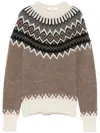 Chloé Mock-neck Fair-isle Sweater In Brown