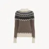 Chloé Pull Ajusté En Maille De Laine À Motif Fair Isle Femme Brun Taille L 84% Wool Vicugna Pacos, Farmed, In Brown