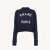 Chloé Blue Crewneck Sweatshirt With Logo Lettering Print In Cotton Woman In Blue