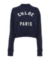 Chloé Blue Crewneck Sweatshirt With Logo Lettering Print In Cotton Woman In Blue
