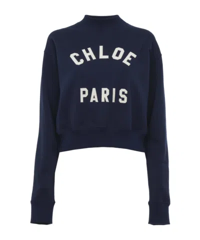CHLOÉ CHLOÉ LOGO PRINTED MOCK-NECK SWEATSHIRT