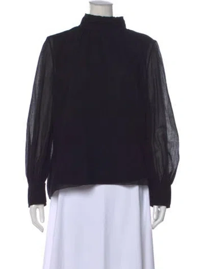 Pre-owned Chloé Mock Neck Long Sleeve Blouse In Black