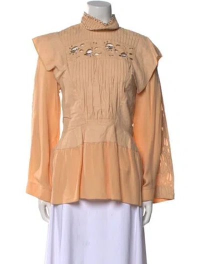 Pre-owned Chloé Mock Neck Long Sleeve Blouse In Neutral