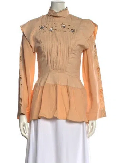 Pre-owned Chloé Mock Neck Long Sleeve Blouse In Neutral