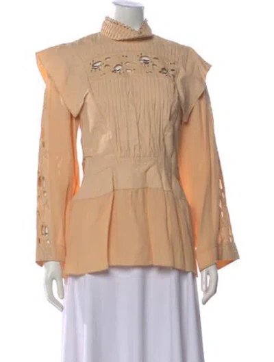 Pre-owned Chloé Mock Neck Long Sleeve Blouse In Neutral