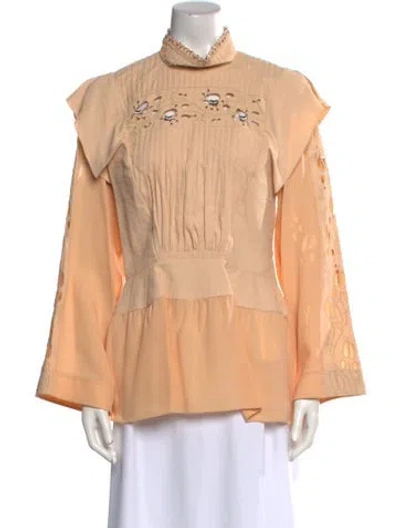 Pre-owned Chloé Mock Neck Long Sleeve Blouse W/ Tags In Orange