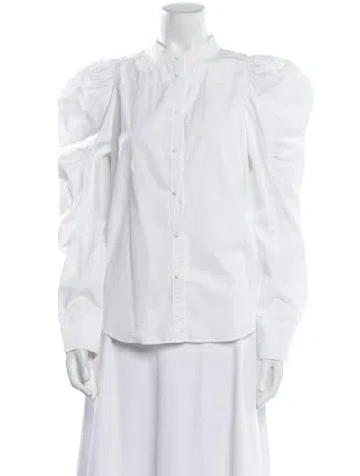 Pre-owned Chloé Mock Neck Long Sleeve Button-up Top In White