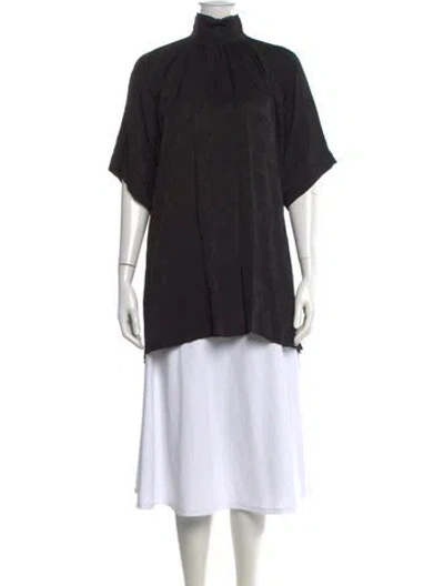 Pre-owned Chloé Mock Neck Short Sleeve Top In Black