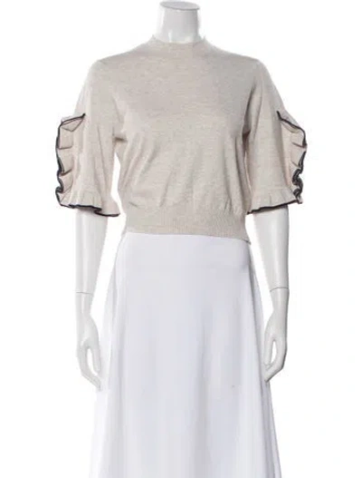 Pre-owned Chloé Mock Neck Short Sleeve Top In Neutral