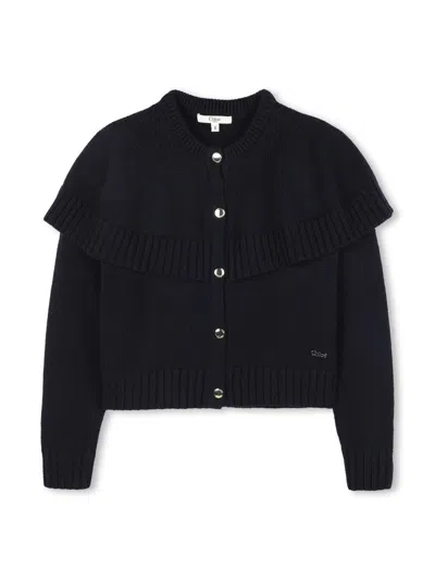 Chloé Mock-neck Logo-patch Sweatshirt In Blue