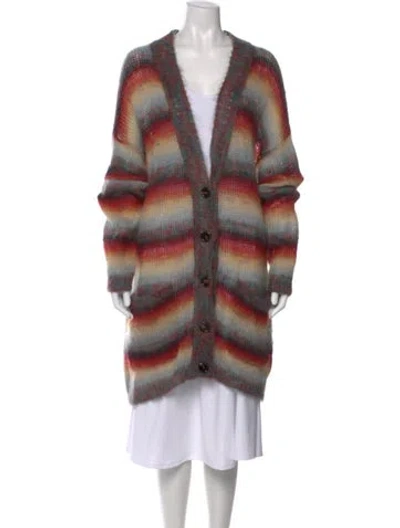 Pre-owned Chloé Mohair Striped Sweater In Red