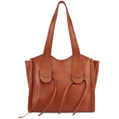 Chloé Mony Medium Leather Tote, Tote Bag, Tan, Leather In Burgundy