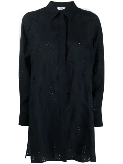 Chloé Mother-of-pearl Linen Shirt Dress In Blue