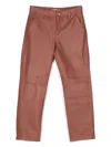 Chloé Motif-embroidered Leather Trousers In Red
