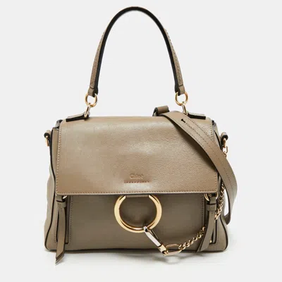 Pre-owned Chloé Motty Grey Leather Small Faye Day Shoulder Bag In Gray