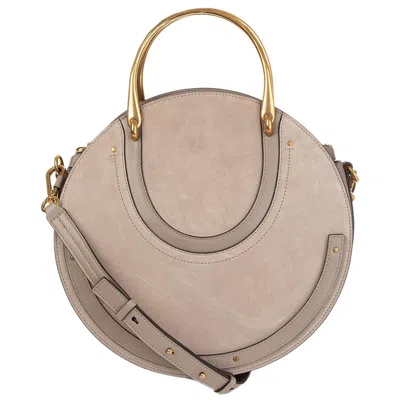 Pre-owned Chloé Chloe Motty Grey Suede Pixie Medium Double Handle Bag In Gray
