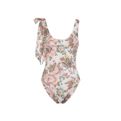 Chloé Muddy Grey Swimsuit In Pink
