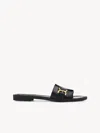 Chloé Marcie Leather-trimmed Espadrille Slides In Black