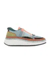 Chloé Nama Embroidered Suede And Recycled-mesh Sneakers In Multicolor